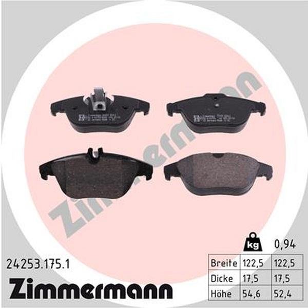 Zimmermann Brake Pad Set, 24253.175.1 24253.175.1
